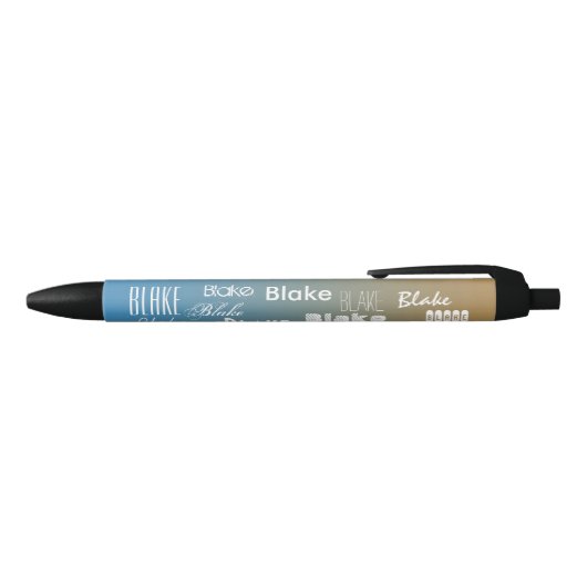 Personalized Name Blue peach sunset   Zwarte Inkt Pen (Bovenkant)