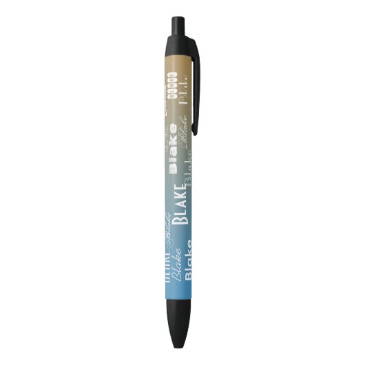 Personalized Name Blue peach sunset   Zwarte Inkt Pen (Achterkant (Verticaal))