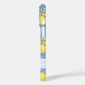 Personalized Name Blue Tile Mediterranean Lemon Case-Mate iPhone Case (Achterkant / Links)