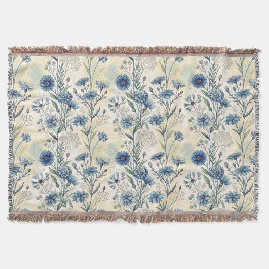 Personalized Name Blue Wildflowers Deken (Voorkant)