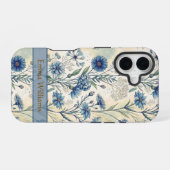Personalized Name Blue Wildflowers iPhone 16 Hoesje (Achterkant horizontaal)