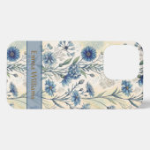 Personalized Name Blue Wildflowers iPhone Hoesje (Achterkant horizontaal)