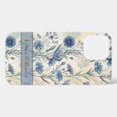 Personalized Name Blue Wildflowers iPhone Hoesje (Achterkant horizontaal)