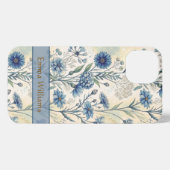 Personalized Name Blue Wildflowers iPhone Hoesje (Achterkant horizontaal)