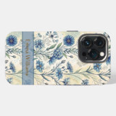 Personalized Name Blue Wildflowers iPhone Hoesje (Achterkant horizontaal)