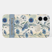 Personalized Name Blue Wildflowers iPhone Hoesje (Achterkant horizontaal)