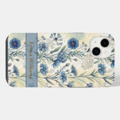 Personalized Name Blue Wildflowers iPhone Hoesje (Achterkant horizontaal)