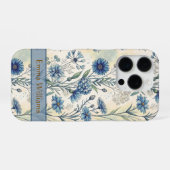 Personalized Name Blue Wildflowers iPhone Hoesje (Achterkant horizontaal)