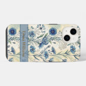 Personalized Name Blue Wildflowers iPhone Hoesje (Achterkant horizontaal)