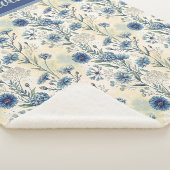 Personalized Name Blue Wildflowers Sherpa Deken (3/4)