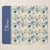 Personalized Name Blue Wildflowers Sherpa Deken (Voorkant (horizontaal))
