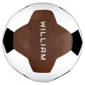 Personalized Name Brown Leather Texture Voetbal (Gedraaid)
