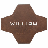 Personalized Name Brown Leather Texture Voetbal (Enkel)