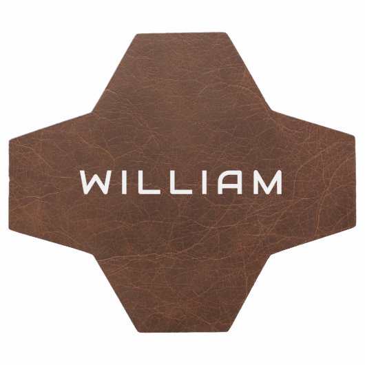 Personalized Name Brown Leather Texture Voetbal (Enkel)