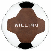 Personalized Name Brown Leather Texture Voetbal (Voorkant)
