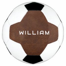 Personalized Name Brown Leather Texture Voetbal