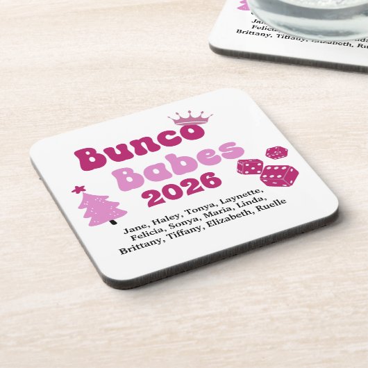 Personalized Name Bunco Babes  Bier Onderzetter (Linkerzijde)