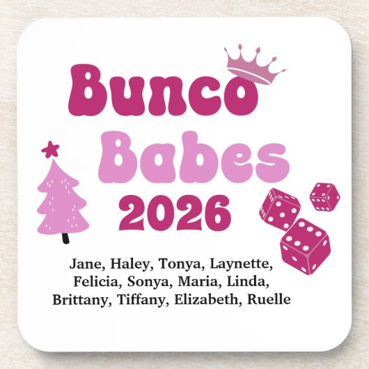Personalized Name Bunco Babes Bier Onderzetter (Voorkant)