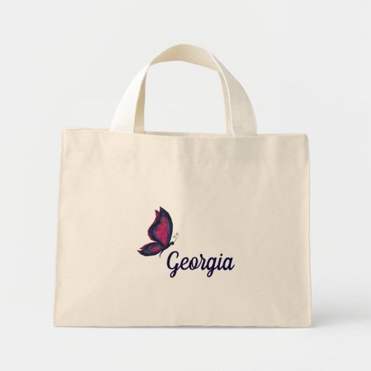 Personalized name butterfly modern geometry design mini tote bag (Voorkant)
