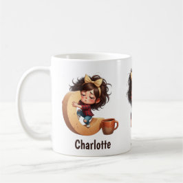 Personalized Name & C Sleepy Morning Plaid Charact Koffiemok