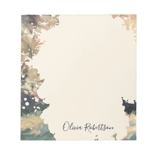 Personalized Name Calligraphy Boho Watercolor Fall Notitieblok (Voorkant)