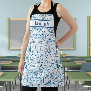 Personalized Name Chemistry Doodle Theme Apron Schort