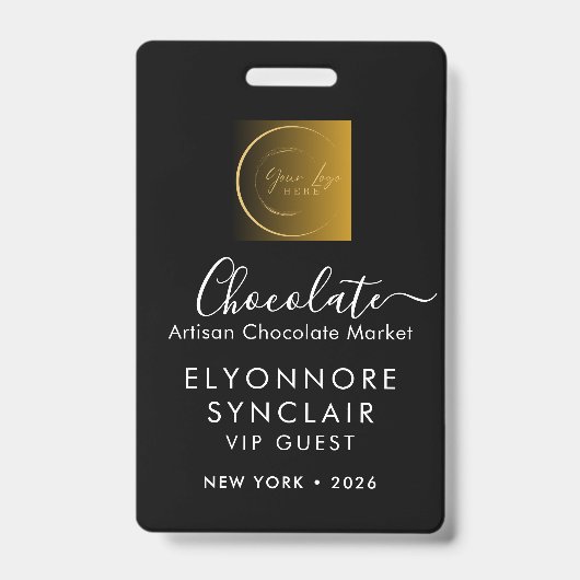 Personalized Name Chocolate Festival VIP Pass Badge (Front)