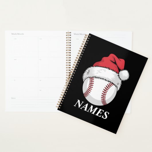 Personalized Name Christmas Baseball Santa Hat Planner (Display)
