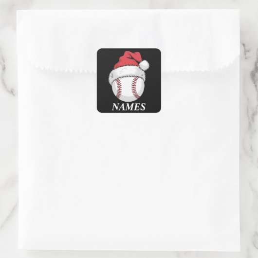 Personalized Name Christmas Baseball Santa Hat Vierkante Sticker (Tas)