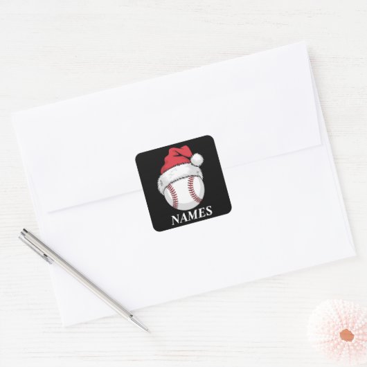 Personalized Name Christmas Baseball Santa Hat Vierkante Sticker (Envelop)