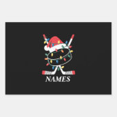 Personalized Name Christmas Hockey Xmas Santa Hat Inpakpapier Vel (Voorkant)