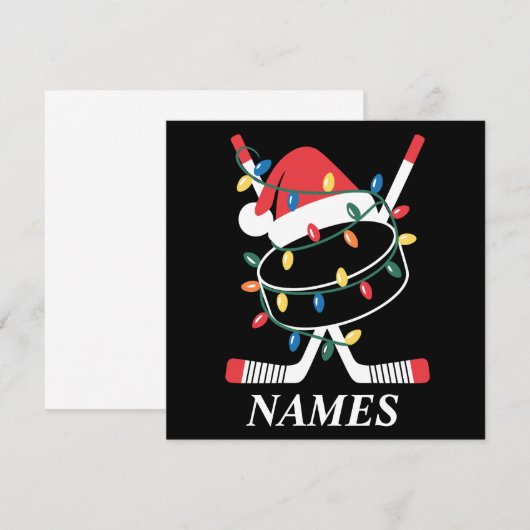 Personalized Name Christmas Hockey Xmas Santa Hat Kaart (Voorkant / Achterkant)