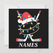 Personalized Name Christmas Hockey Xmas Santa Hat Kaart (Voorkant)