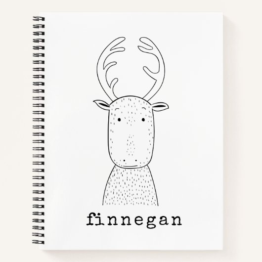 Personalized Name Christmas Reindeer Playful Art Notitieboek (Voorkant)