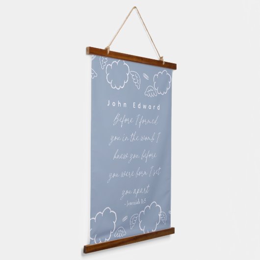 Personalized Name Cloud Jeremiah 1:5 Nursery Hangend Wandkleed (Gebogen)
