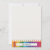 Personalized Name Colorful Pencils Teacher's Notitiekaartje (Voorkant)