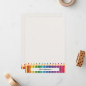 Personalized Name Colorful Pencils Teacher's Notitiekaartje (Voorkant / Achterkant in situ)