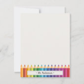 Personalized Name Colorful Pencils Teacher's Notitiekaartje (Voorkant)