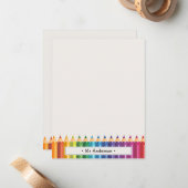 Personalized Name Colorful Pencils Teacher's Notitiekaartje (Voorkant / Achterkant in situ)