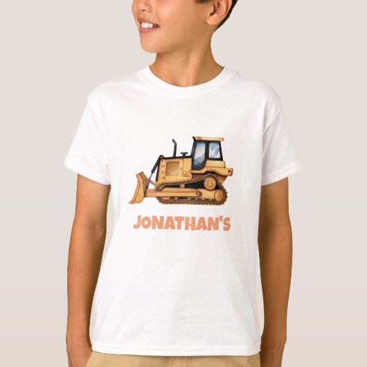 Personalized Name Construction Vehicle Bulldozer  T-shirt (Voorkant)