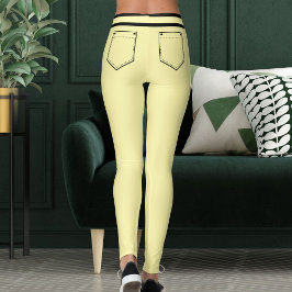 Personalized Name Cream And Black Stripes Fun Gift Leggings