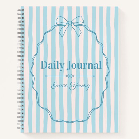 Personalized Name Custom Blue Ribbon  Elegant Notitieboek (Voorkant)