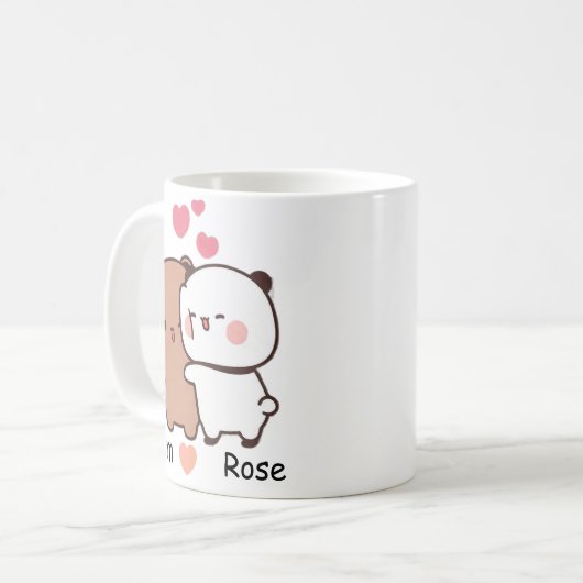 Personalized Name Cute Bear Couple Mug Koffiemok (Voorkant links)