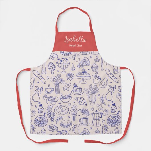 Personalized Name Cute Hand Drawn Food Schort (Voorkant)