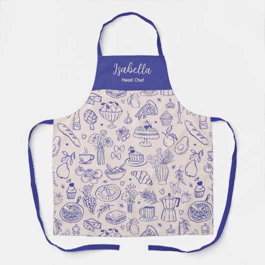 Personalized Name Cute Hand Drawn Food Schort (Voorkant)