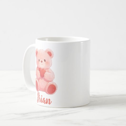 Personalized Name Cute Teddy Bear  Koffiemok (Voorkant links)