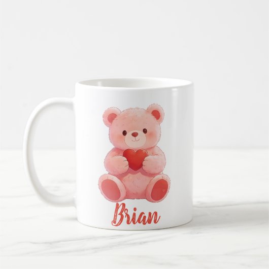 Personalized Name Cute Teddy Bear Koffiemok (Links)