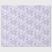 Personalized Name Cute Unicorn Cat Birthday Cadeaupapier (Vlak)