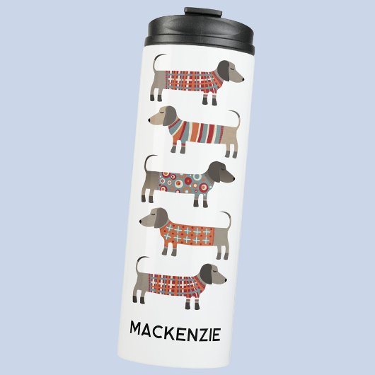 Personalized Name Dachshund Wiener Sausage Dog Thermosbeker