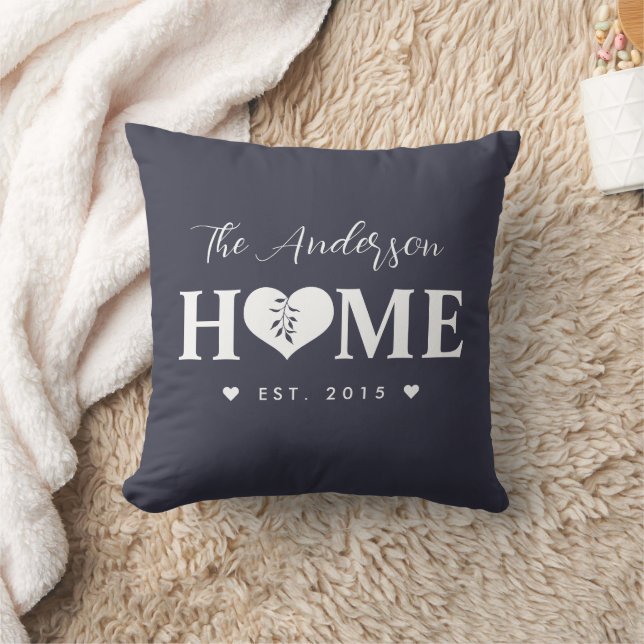 Personalized Name Dark-Blue Grey HOME  Kussen (Deken)